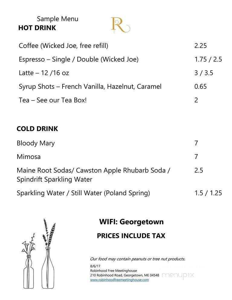 Robinhood Free Meetinghouse - Georgetown, ME menu_pic