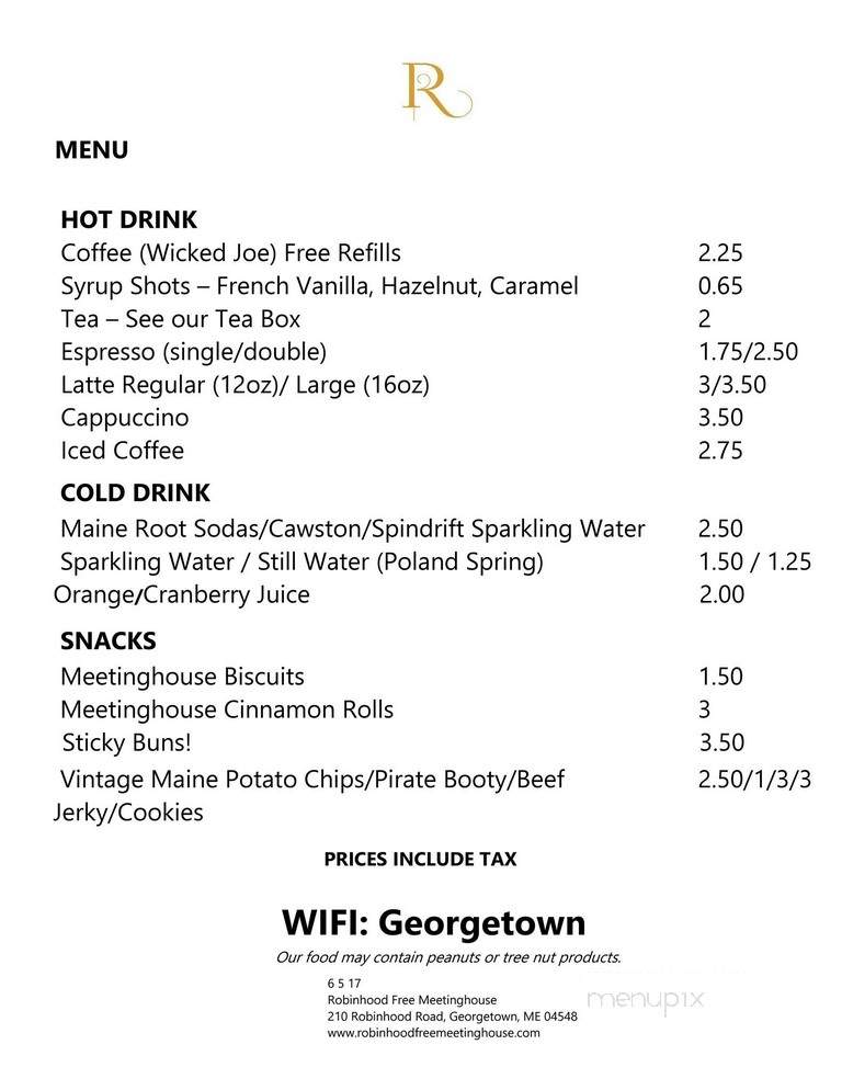 Robinhood Free Meetinghouse - Georgetown, ME menu_pic