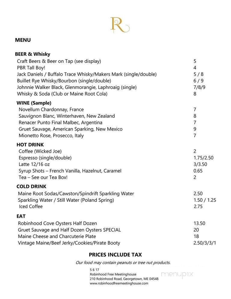 Robinhood Free Meetinghouse - Georgetown, ME menu_pic