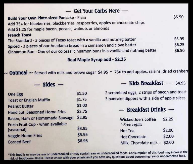 Starlight Cafe - Bath, ME menu_pic