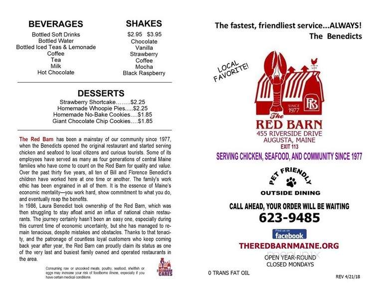 Red Barn Drive-In - Augusta, ME menu_pic