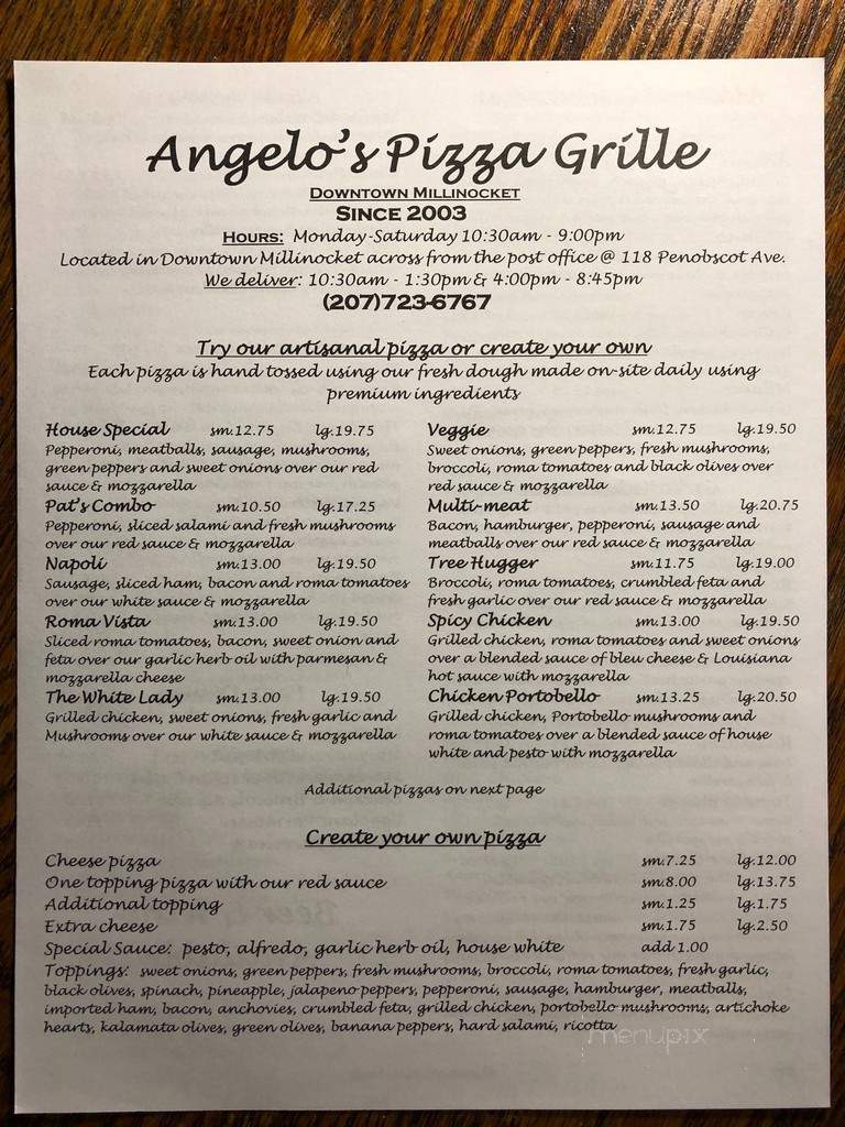 Angelos Pizza Grille - Millinocket, ME