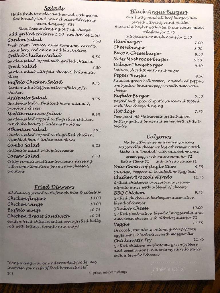 Angelos Pizza Grille - Millinocket, ME menu_pic