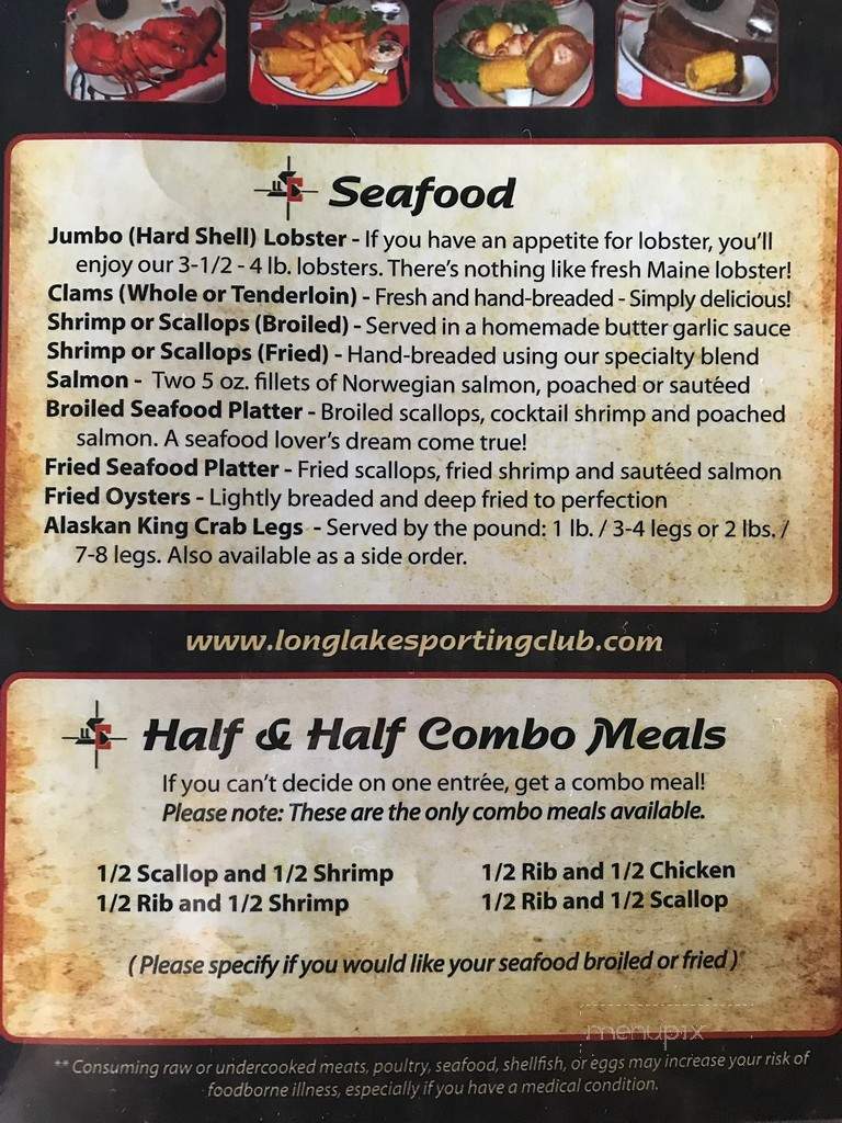 Long Lake Sporting Club - Sinclair, ME menu_pic