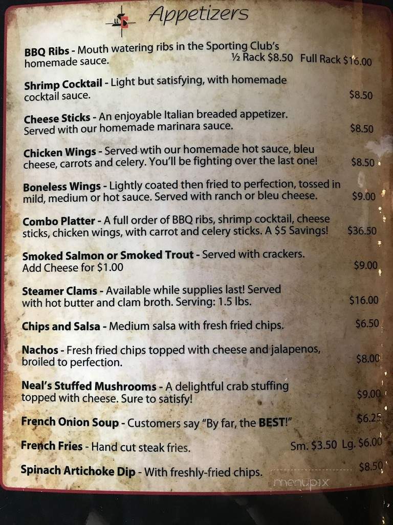 Long Lake Sporting Club - Sinclair, ME menu_pic