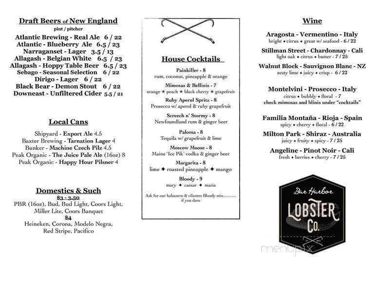 Bar Harbor Lobster Bakes - Bar Harbor, ME menu_pic