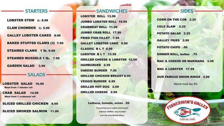 Fisherman's Inn Restaurant - Winter Harbor, ME menu_pic