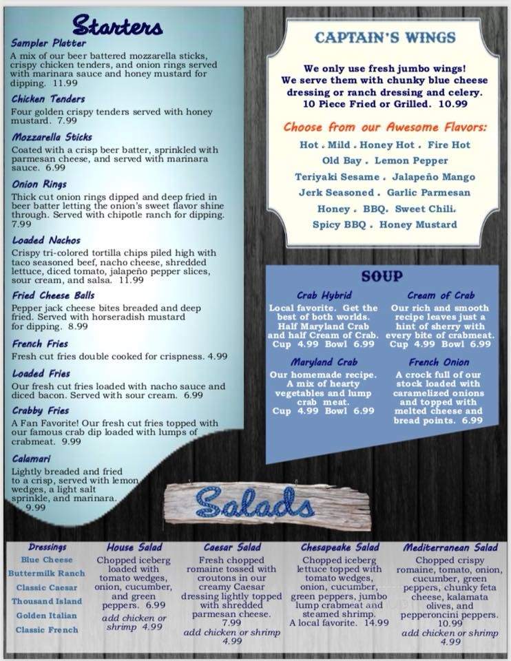 Captains Cafe - Baltimore, MD menu_pic