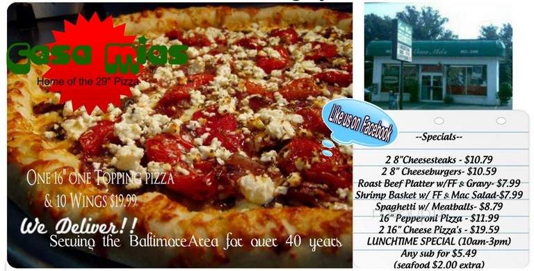 Casa Mia's - Parkville, MD menu_pic