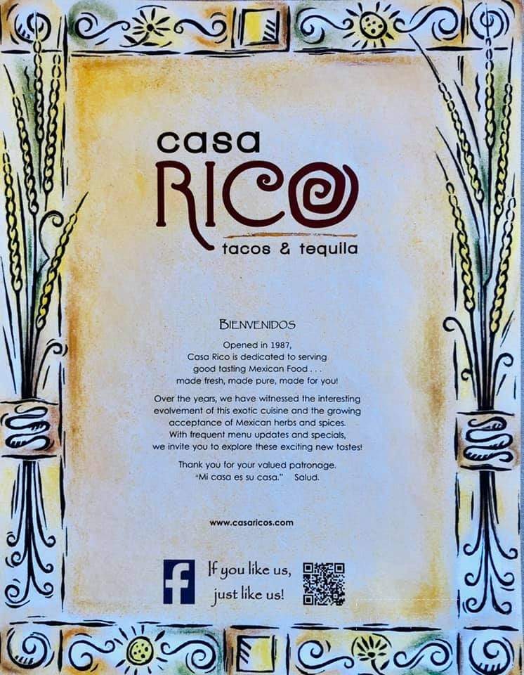 Casa Rico Mexican Restaurant - Frederick, MD menu_pic