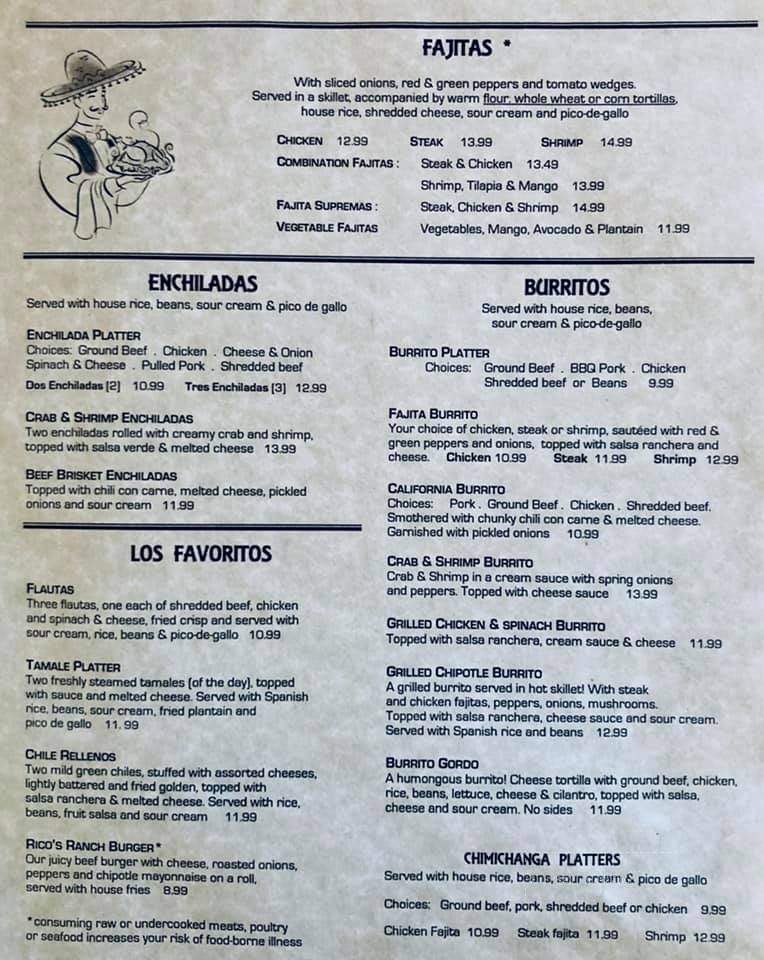 Casa Rico Mexican Restaurant - Frederick, MD menu_pic