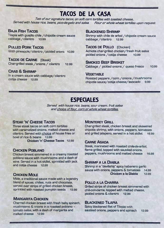 Casa Rico Mexican Restaurant - Frederick, MD menu_pic