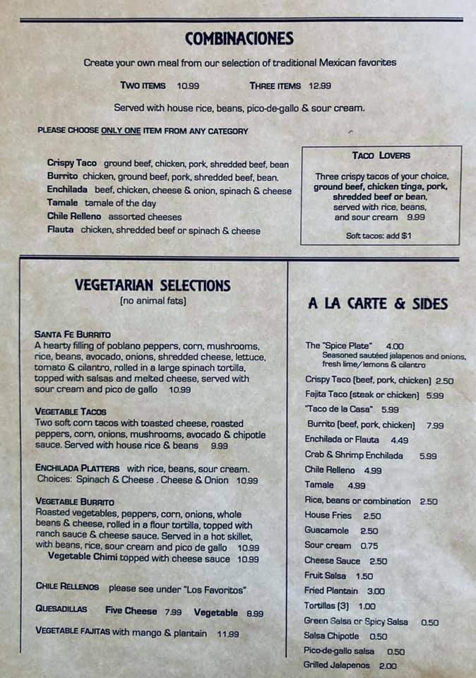 Casa Rico Mexican Restaurant - Frederick, MD menu_pic