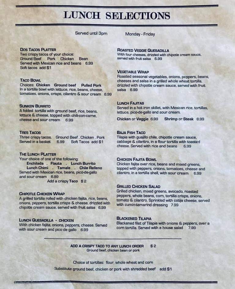 Casa Rico Mexican Restaurant - Frederick, MD menu_pic