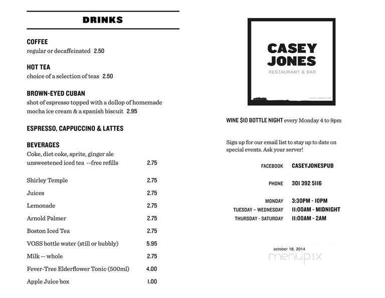 Casey Jones Restaurant - La Plata, MD menu_pic