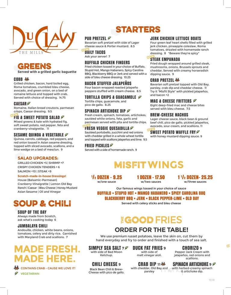 Duclaw Brewing Co-Restaurant - Hanover, MD menu_pic