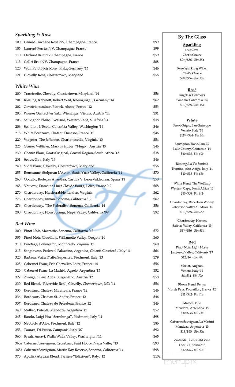 Fair Hill Inn - Elkton, MD menu_pic