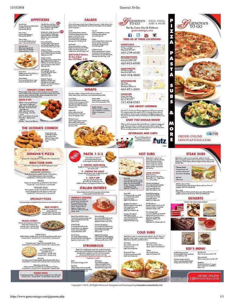 Genovas - Hampstead, MD menu_pic