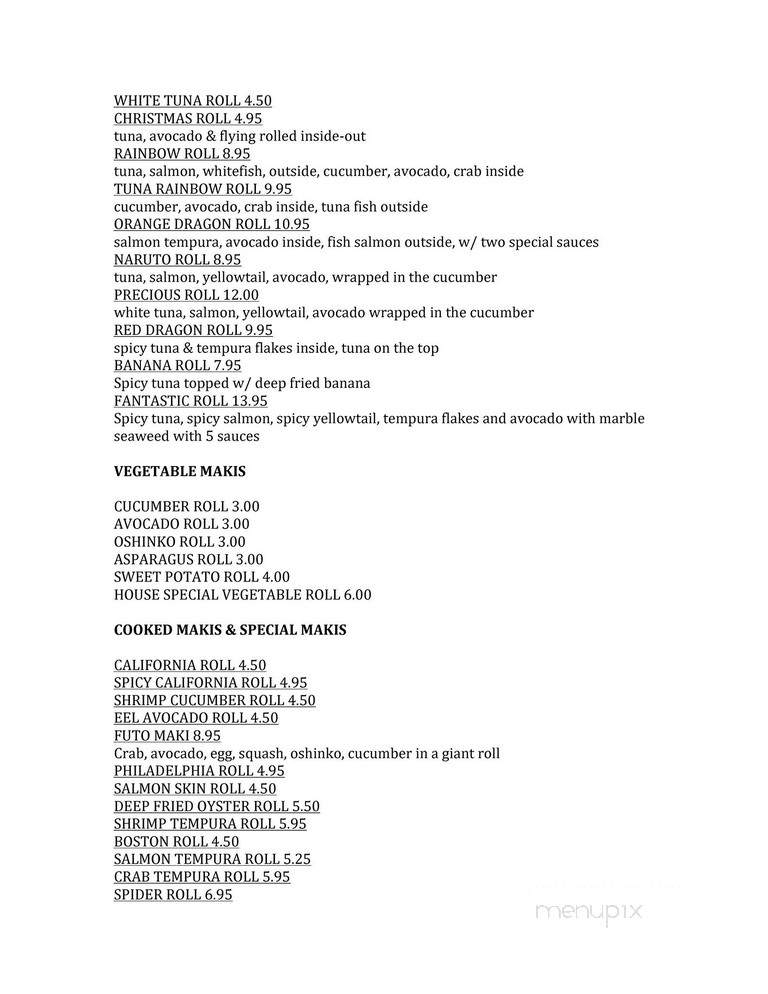 Ginza Japanese Restaurant - Owings Mills, MD menu_pic