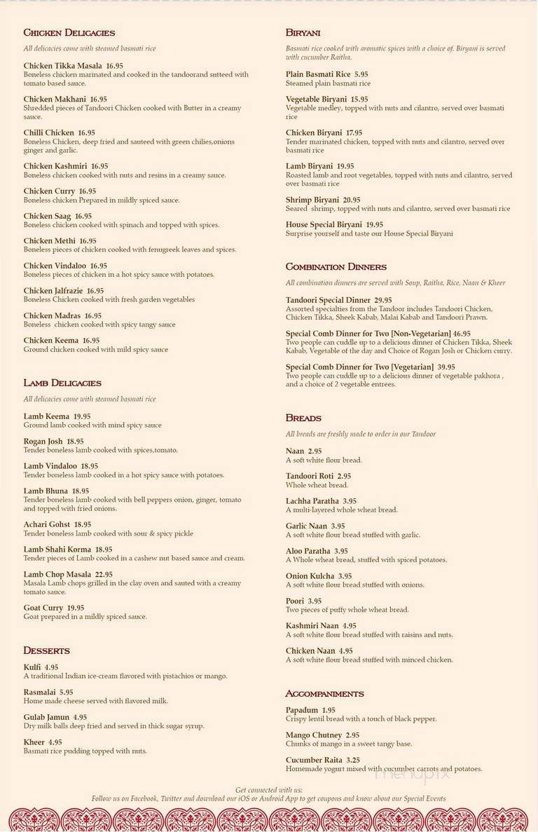 House Of India - Columbia, MD menu_pic
