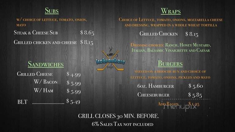 Icebreakers Cafe - Laurel, MD menu_pic