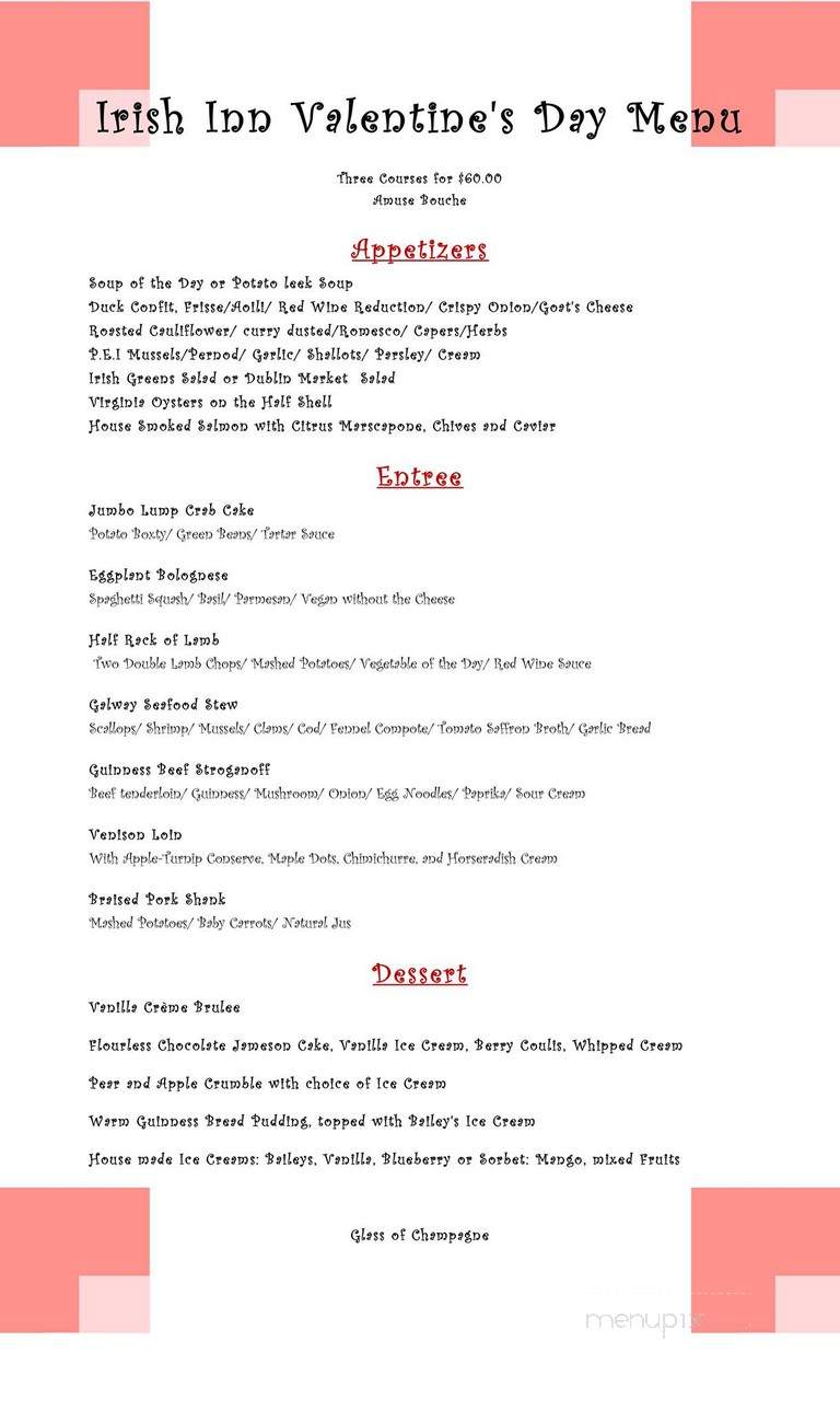Irish Inn At Glen Echo - Glen Echo, MD menu_pic