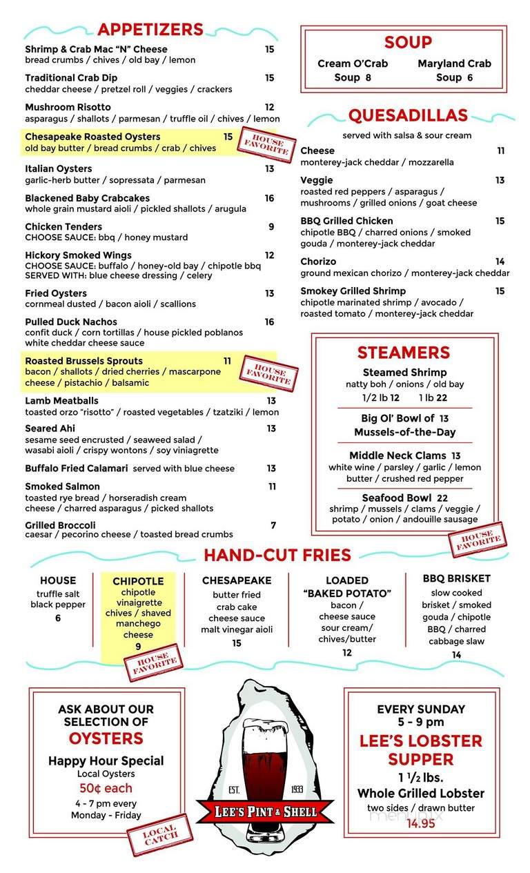 Lee's Ice Cream - Baltimore, MD menu_pic