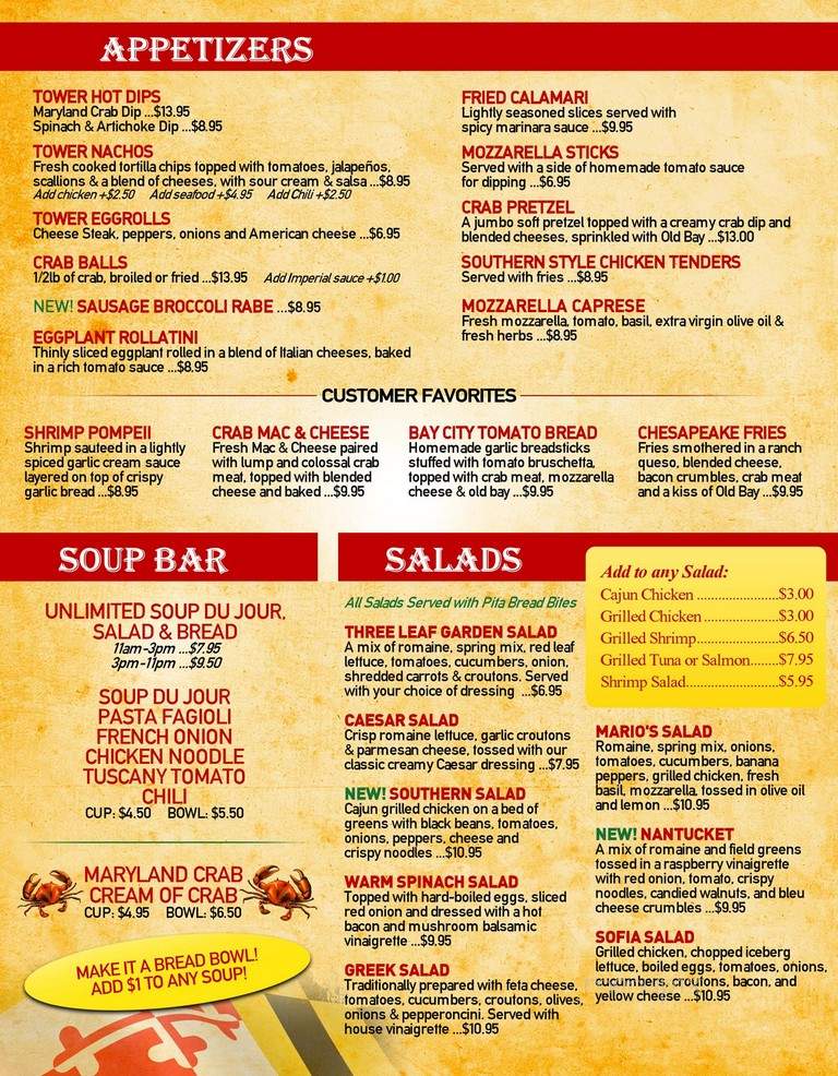 Main Street Tower Restaurant - Bel Air, MD menu_pic