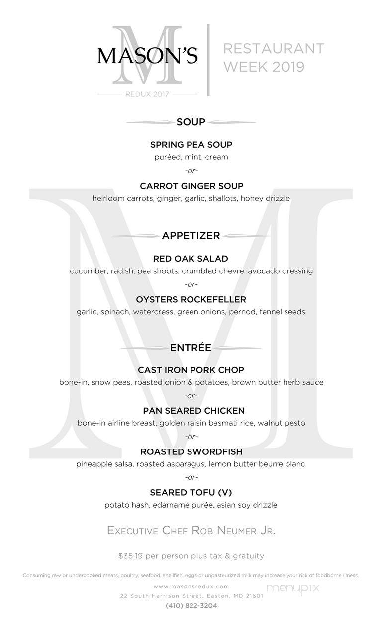 Mason's - Easton, MD menu_pic