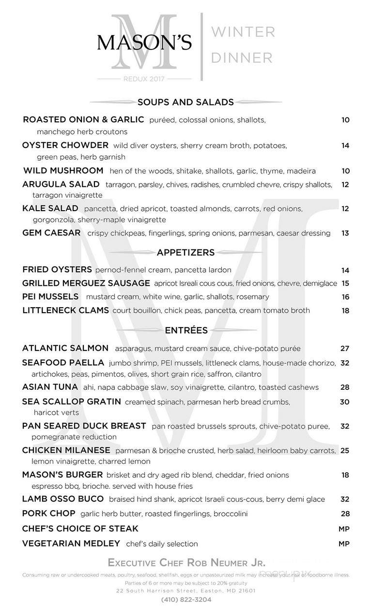 Mason's - Easton, MD menu_pic