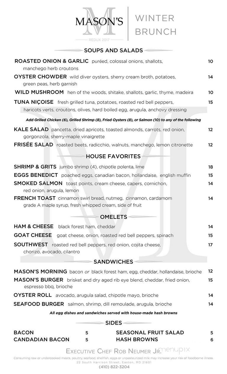 Mason's - Easton, MD menu_pic
