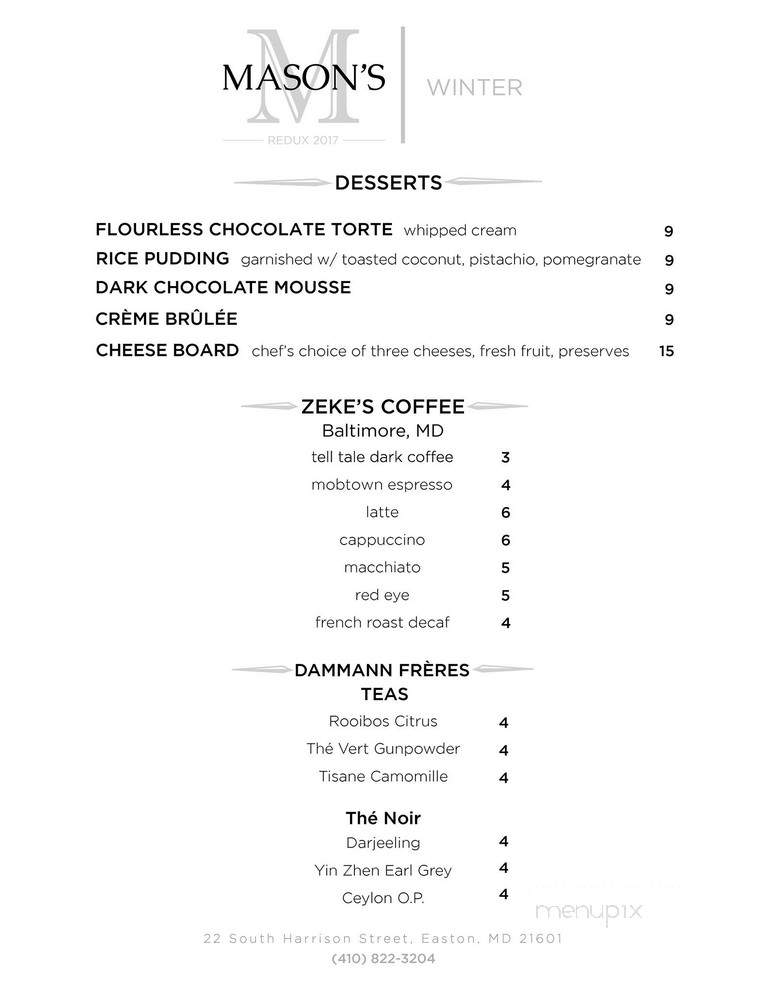 Mason's - Easton, MD menu_pic