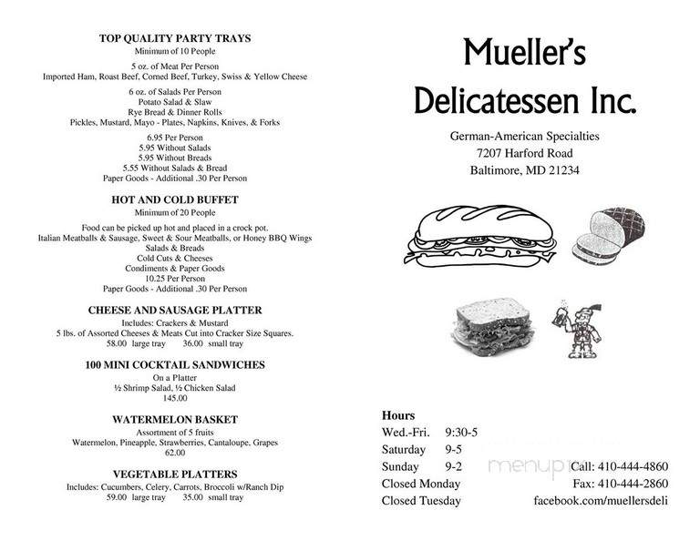 Mueller's Delicatessen - Baltimore, MD menu_pic