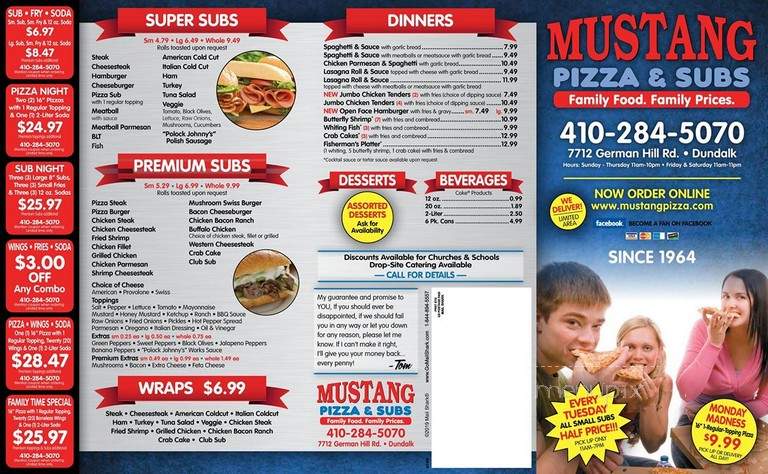 Mustang Pizza & Subs - Dundalk, MD menu_pic