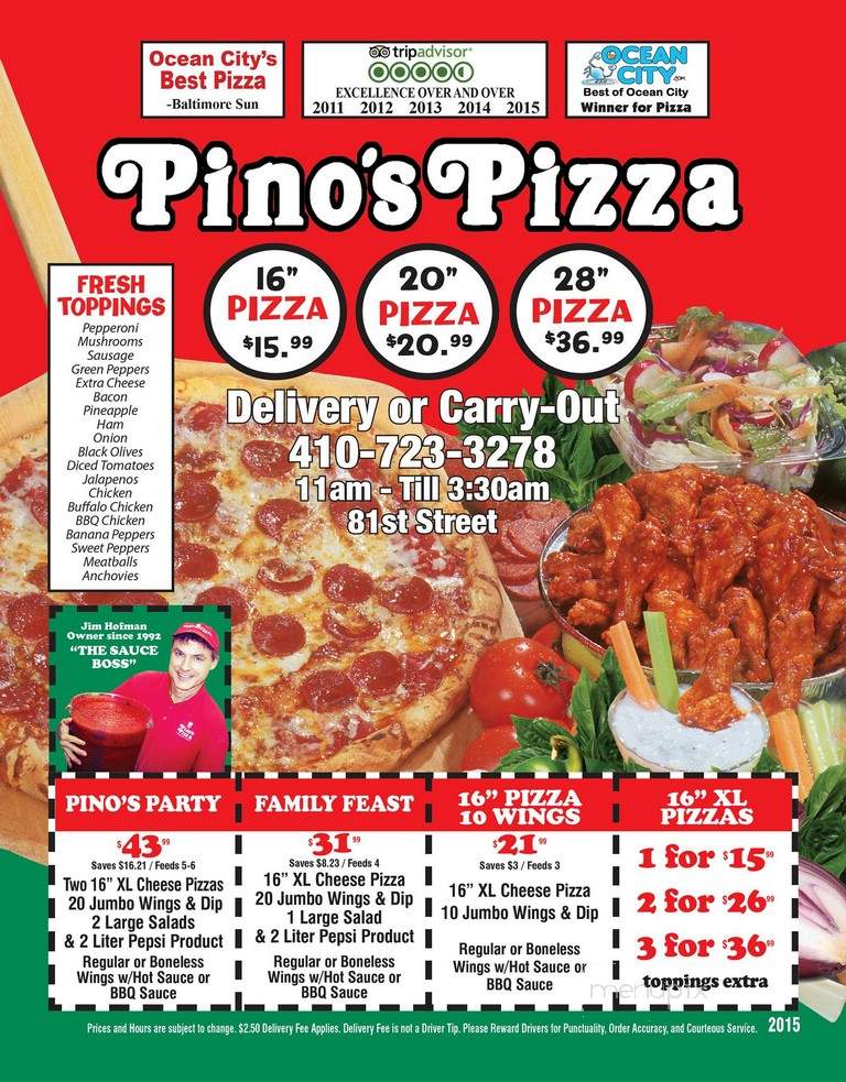 Pino's Pizza - Ocean City, MD menu_pic