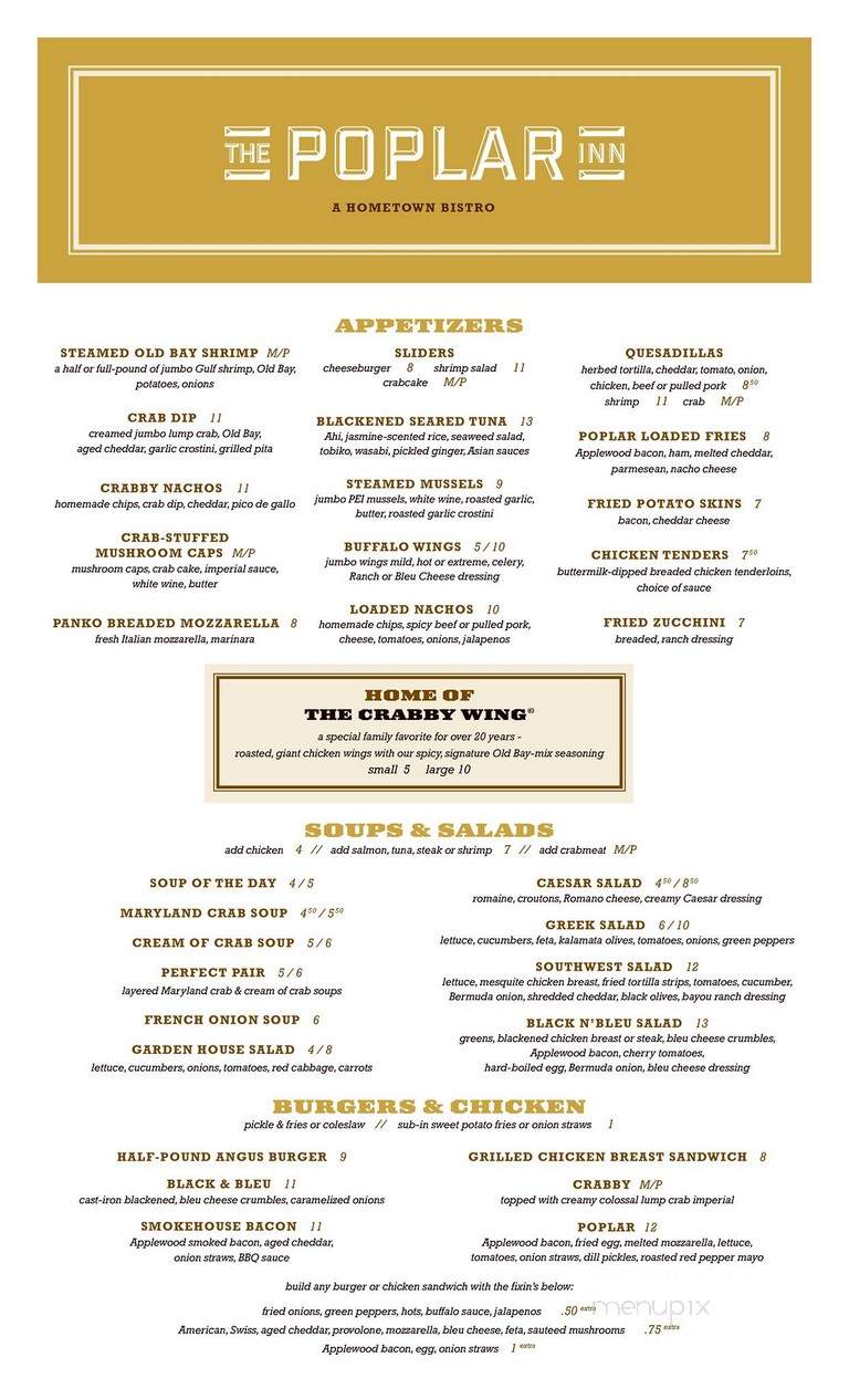 Poplar Inn - Baltimore, MD menu_pic