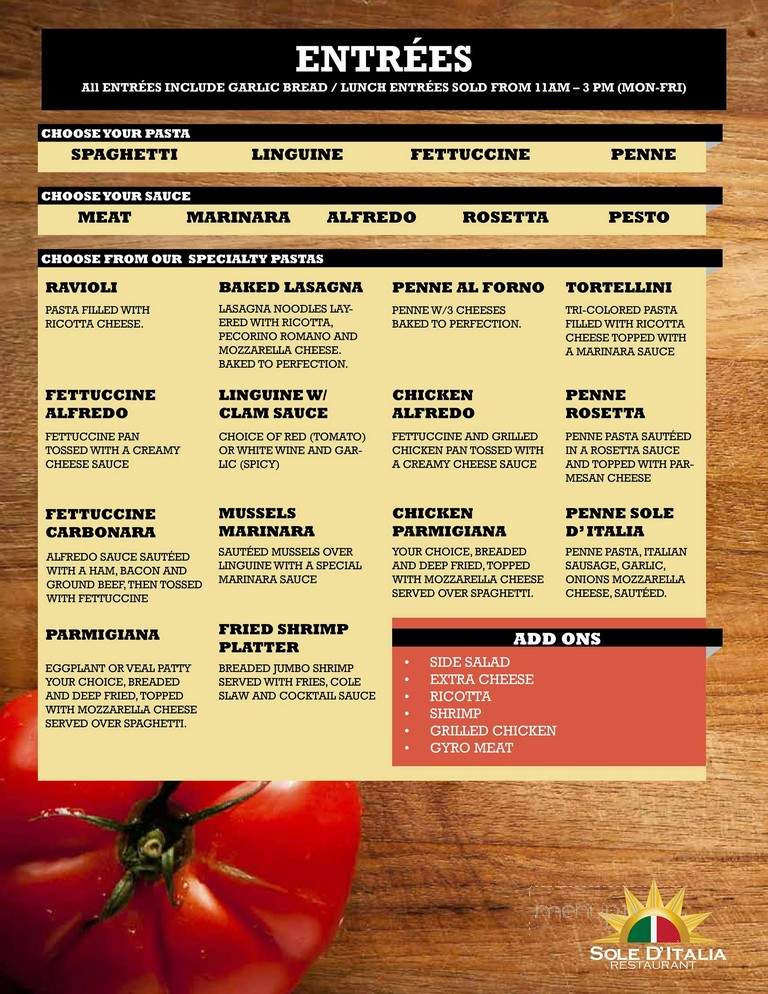Sole Ditalia Pizza - Silver Spring, MD menu_pic