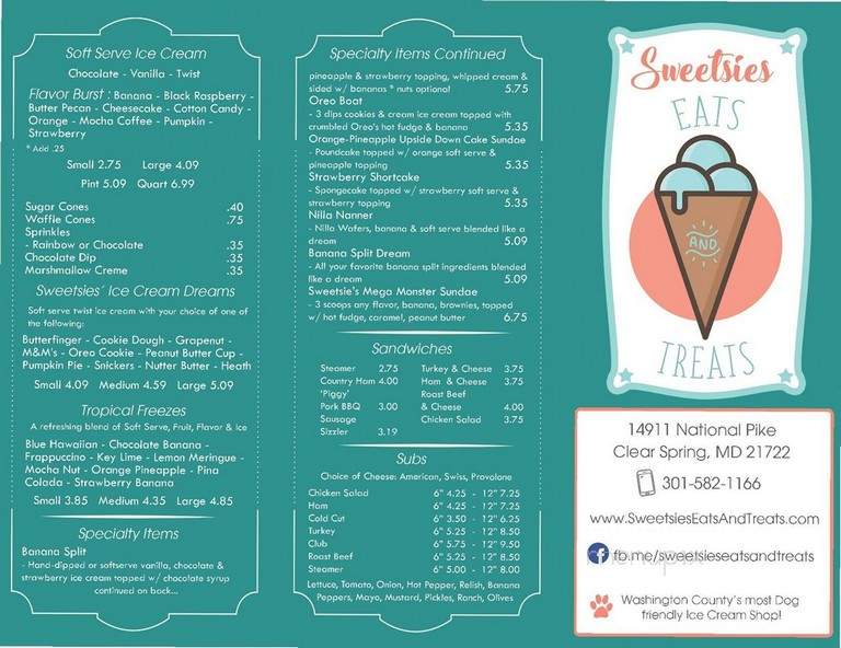 Sweetsies Eats & Treats - Clear Spring, MD menu_pic