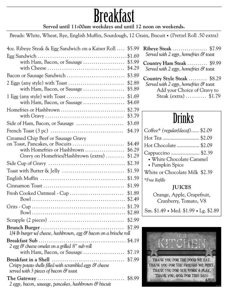 Thurmont Kountry Kitchen - Thurmont, MD menu_pic