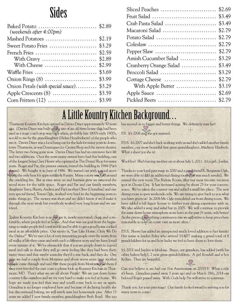 Thurmont Kountry Kitchen - Thurmont, MD menu_pic