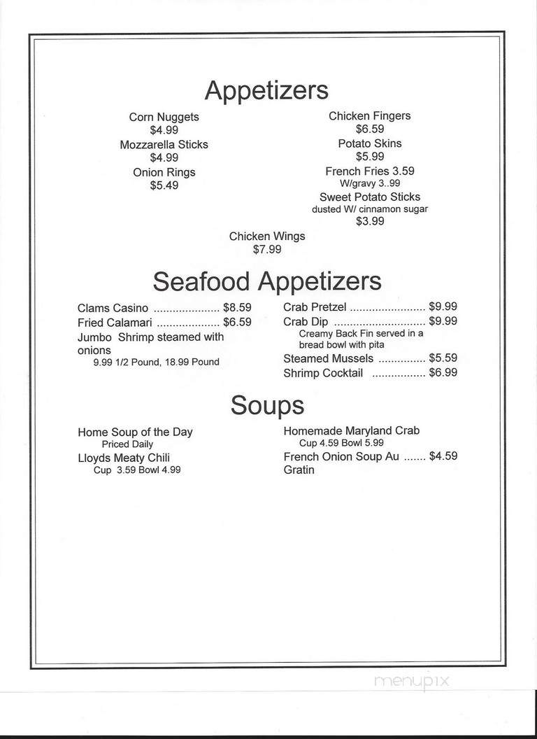 Valley View Inn - Parkville, MD menu_pic