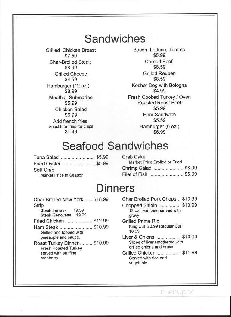 Valley View Inn - Parkville, MD menu_pic