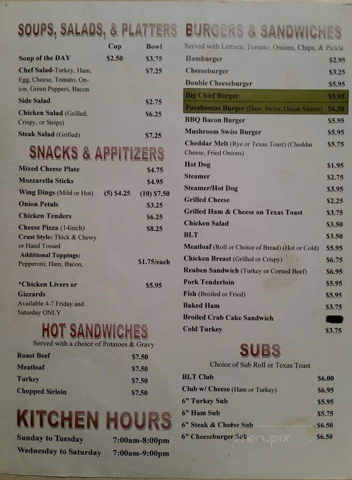 Williamsport Moose Lodge 2462 - Williamsport, MD menu_pic