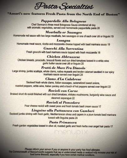 Amari Bar & Ristorante - East Sandwich, MA menu_pic
