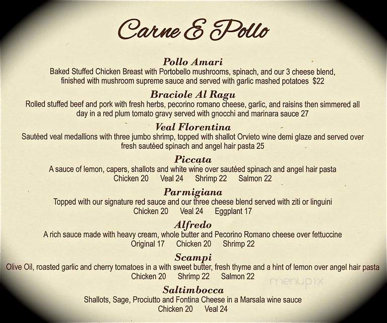 Amari Bar & Ristorante - East Sandwich, MA menu_pic