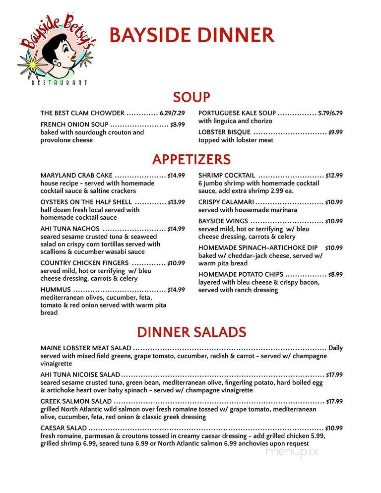 Bay Cafe - Provincetown, MA menu_pic