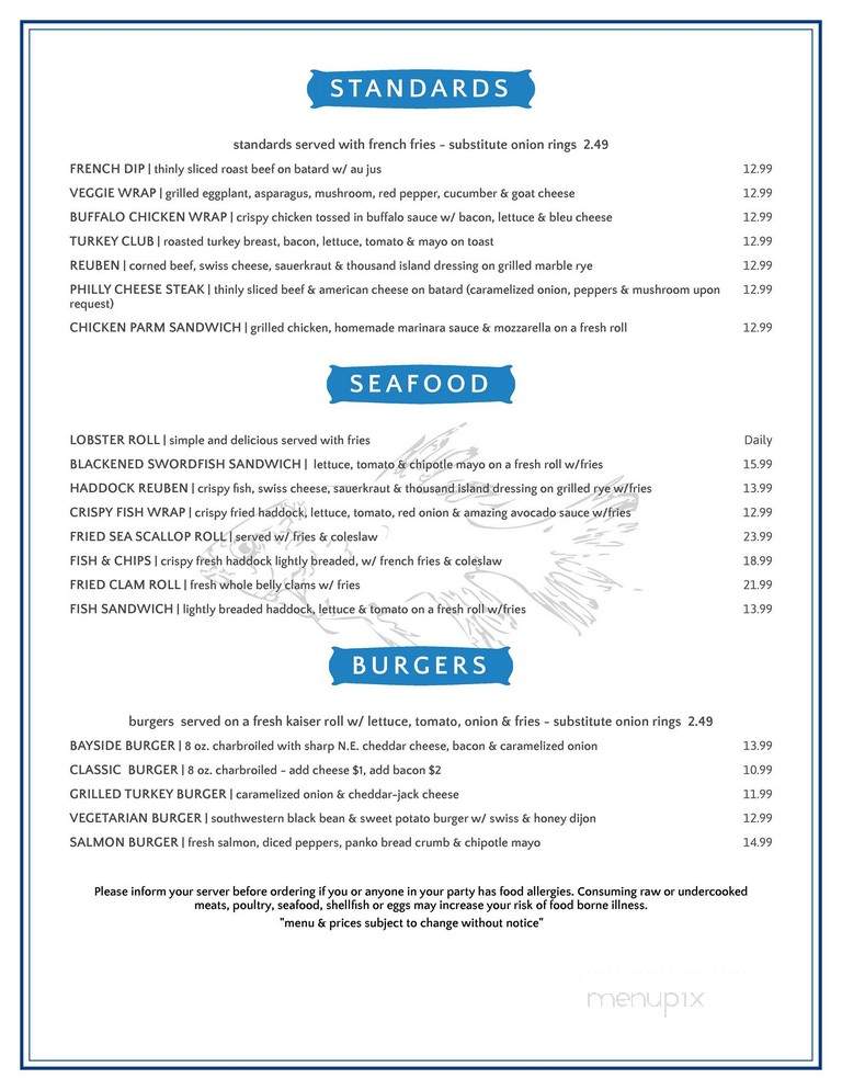 Bay Cafe - Provincetown, MA menu_pic