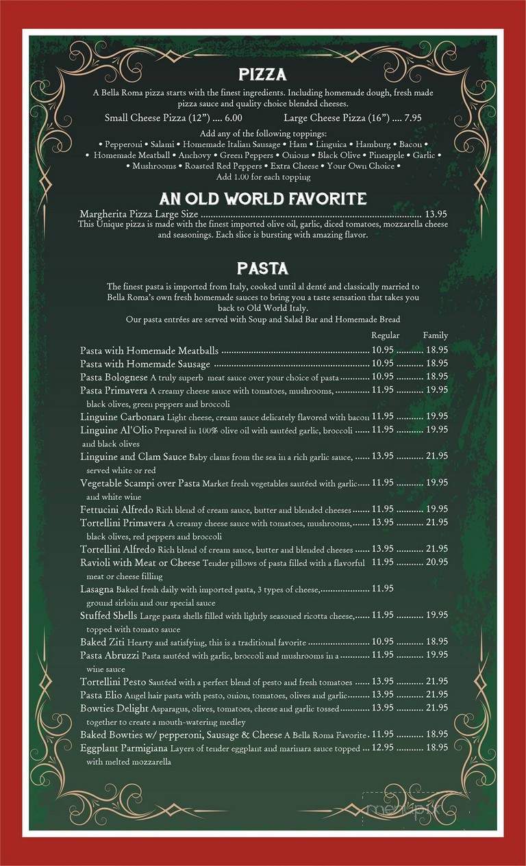 Bella Roma - Taunton, MA menu_pic