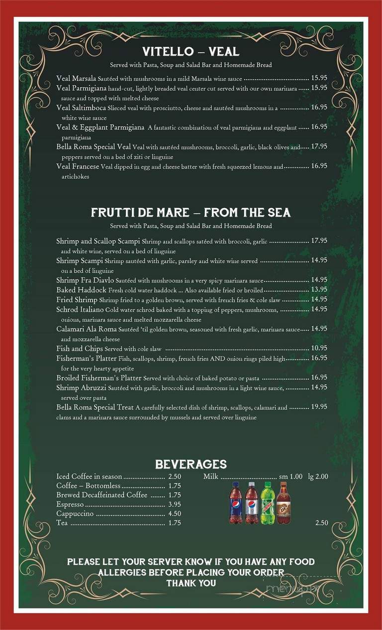 Bella Roma - Taunton, MA menu_pic