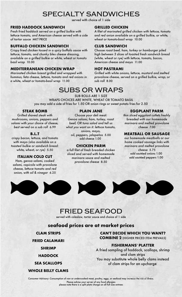 Black & White Restaurant - Spencer, MA menu_pic